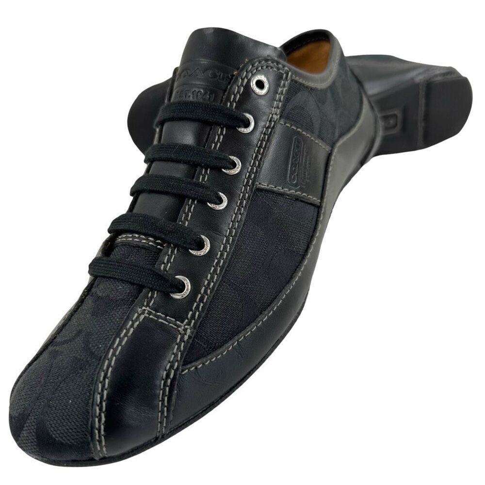 Coach Suee Black Monogram Canvas/Leather Lace-up Comfort Sneakers Size 6.5 - Picture 9 of 9